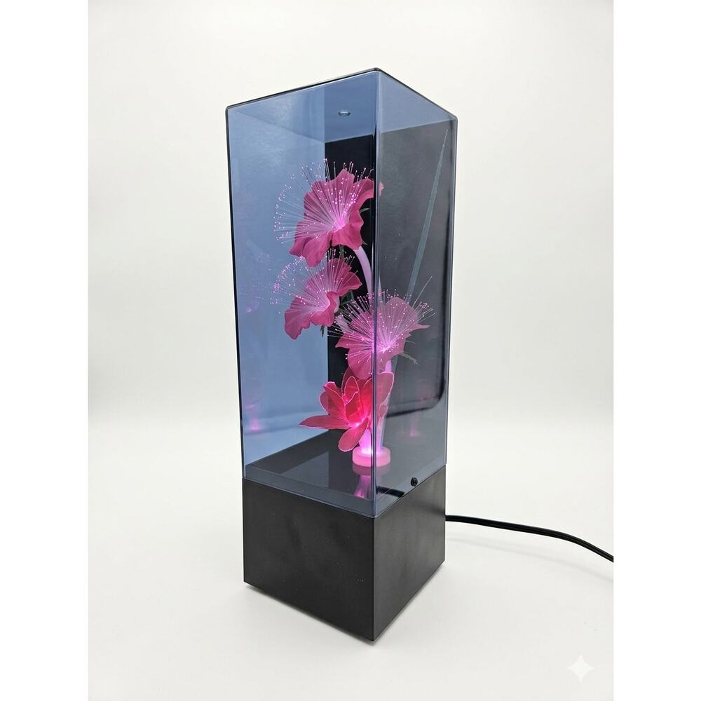 Vintage 1984 Fiber Optic Floral Lamp Music Box Retro Color Changing Flower